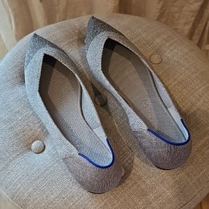 Rothy's Silver and Gray Knit Loafers Minimalist Design